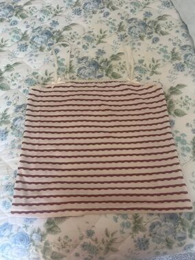 American Eagle Outfitters Pink and Cream Striped Mini Skirt